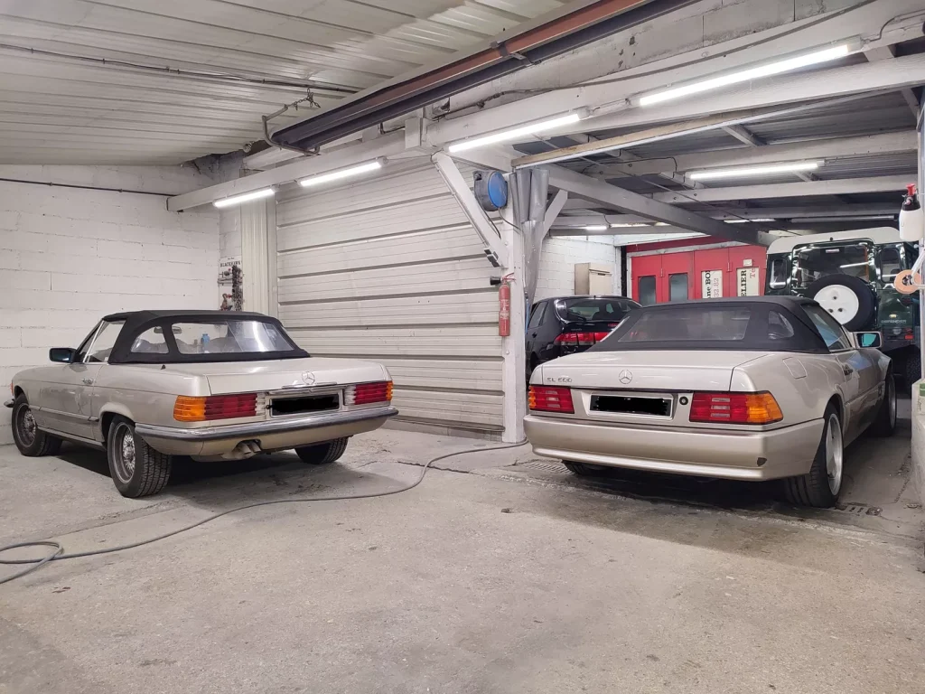 Mercedes SL R107 R129 blanche